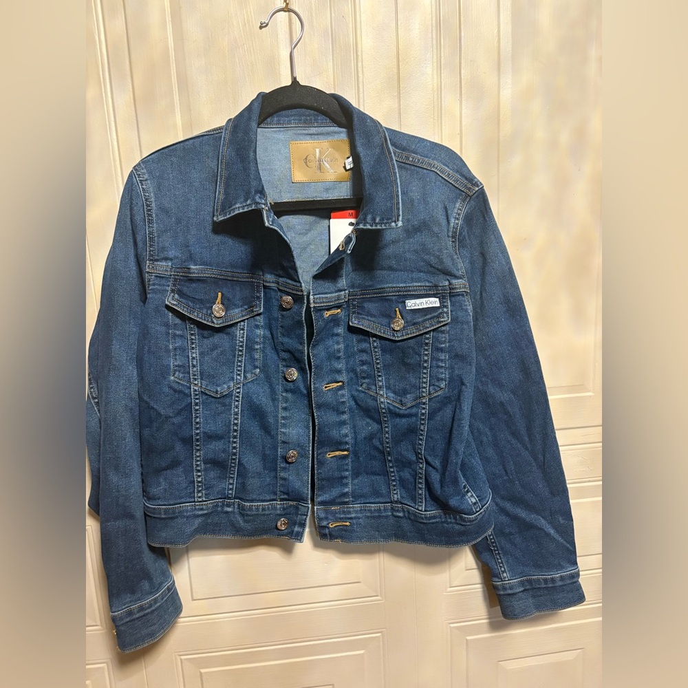 Calvin Klein Women's Denim Jean Jacket Storm Blue Size  M Classic Tucker Jacket